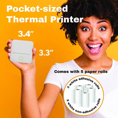 CTP500 Wireless Mini Portable Inkless Thermal Printer & Label Maker + Paper, Android & Ios (White)